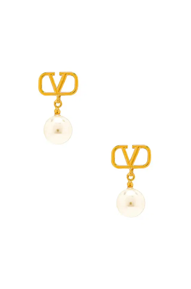 Valentino Garavani V Logo Signature Pearl Earrings