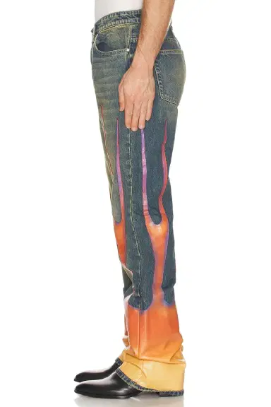 Who Decides War by Ev Bravado Flame Denim Pants | Thumbnail 2 Who Decides War by Ev Bravado Flame Denim Pants | Thumbnail 2