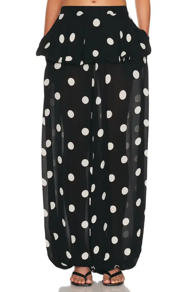 ADRIANA DEGREAS Polka Dot Peplum Pant