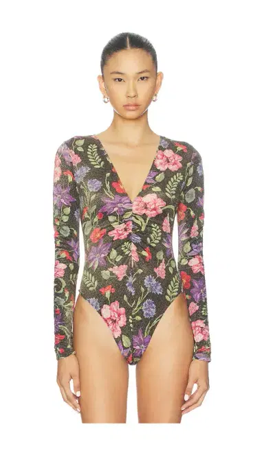 Fleur du Mal Wildfleur Plunge Bodysuit | Thumbnail 2 Fleur du Mal Wildfleur Plunge Bodysuit | Thumbnail 2