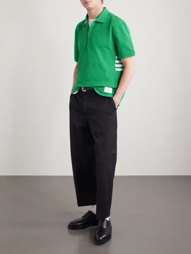 Thom Browne Logo-Appliquéd Striped Cotton-Piqué Polo Shirt - Men | Thumbnail 2 Thom Browne Logo-Appliquéd Striped Cotton-Piqué Polo Shirt - Men | Thumbnail 2