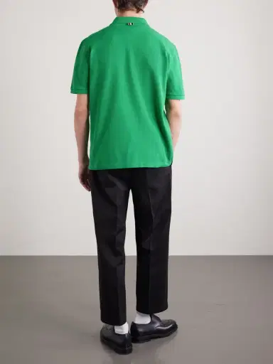 Thom Browne Logo-Appliquéd Striped Cotton-Piqué Polo Shirt - Men | Thumbnail 4 Thom Browne Logo-Appliquéd Striped Cotton-Piqué Polo Shirt - Men | Thumbnail 4