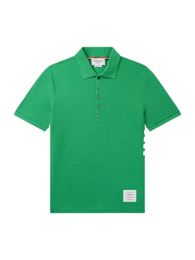 Thom Browne Logo-Appliquéd Striped Cotton-Piqué Polo Shirt - Men | Thumbnail 1 Thom Browne Logo-Appliquéd Striped Cotton-Piqué Polo Shirt - Men | Thumbnail 1