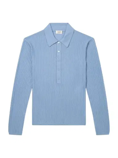 Saint Laurent Slim-Fit Ribbed Wool, Cashmere and Silk-Blend Polo Shirt - Men | Thumbnail 1 Saint Laurent Slim-Fit Ribbed Wool, Cashmere and Silk-Blend Polo Shirt - Men | Thumbnail 1