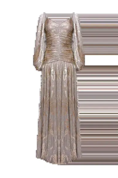PatBo GOLDEN DUST LUREX LONG SLEEVE GOWN | Thumbnail 2