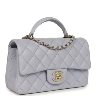 Chanel Chanel Mini Rectangular Flap Bag with Top Handle Light Purple Lambskin Light Gold Hardware | Thumbnail 2 Chanel Chanel Mini Rectangular Flap Bag with Top Handle Light Purple Lambskin Light Gold Hardware | Thumbnail 2