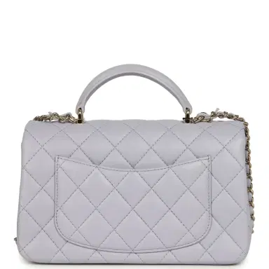 Chanel Chanel Mini Rectangular Flap Bag with Top Handle Light Purple Lambskin Light Gold Hardware | Thumbnail 4 Chanel Chanel Mini Rectangular Flap Bag with Top Handle Light Purple Lambskin Light Gold Hardware | Thumbnail 4