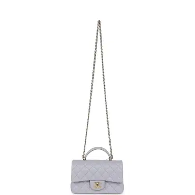 Chanel Chanel Mini Rectangular Flap Bag with Top Handle Light Purple Lambskin Light Gold Hardware | Thumbnail 7 Chanel Chanel Mini Rectangular Flap Bag with Top Handle Light Purple Lambskin Light Gold Hardware | Thumbnail 7