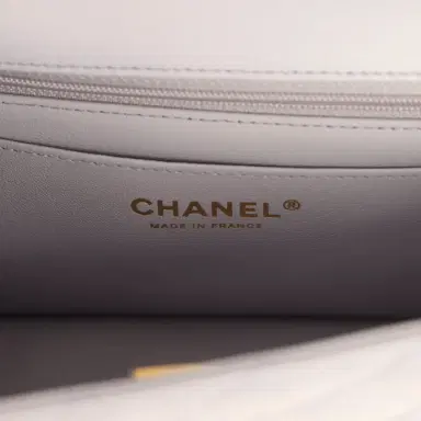 Chanel Chanel Mini Rectangular Flap Bag with Top Handle Light Purple Lambskin Light Gold Hardware | Thumbnail 9 Chanel Chanel Mini Rectangular Flap Bag with Top Handle Light Purple Lambskin Light Gold Hardware | Thumbnail 9