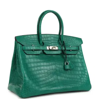 HERMÈS Pre-owned Hermes Birkin 35 Malachite Matte Niloticus Crocodile Palladium Hardware | Thumbnail 2