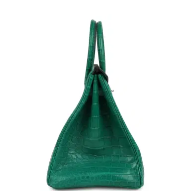 HERMÈS Pre-owned Hermes Birkin 35 Malachite Matte Niloticus Crocodile Palladium Hardware | Thumbnail 3