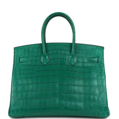 HERMÈS Pre-owned Hermes Birkin 35 Malachite Matte Niloticus Crocodile Palladium Hardware | Thumbnail 4