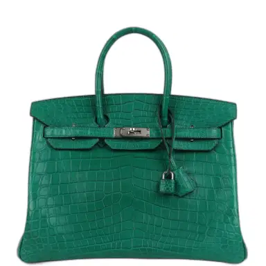 HERMÈS Pre-owned Hermes Birkin 35 Malachite Matte Niloticus Crocodile Palladium Hardware | Thumbnail 1