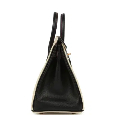 HERMÈS Pre-owned Hermes Special Order (HSS) Birkin 25 Craie and Black Epsom Brushed Gold Hardware | Thumbnail 3 HERMÈS Pre-owned Hermes Special Order (HSS) Birkin 25 Craie and Black Epsom Brushed Gold Hardware | Thumbnail 3