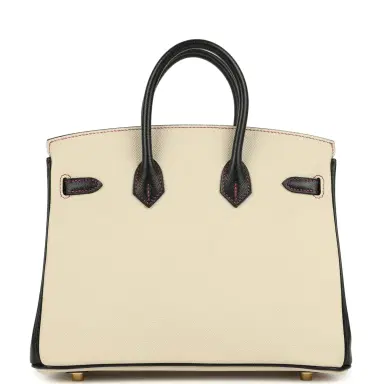HERMÈS Pre-owned Hermes Special Order (HSS) Birkin 25 Craie and Black Epsom Brushed Gold Hardware | Thumbnail 4 HERMÈS Pre-owned Hermes Special Order (HSS) Birkin 25 Craie and Black Epsom Brushed Gold Hardware | Thumbnail 4