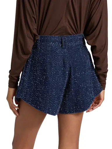 Ronny Kobo Women's Anissa Textured-Denim High-Rise Shorts - Dark Indigo - Size Large | Thumbnail 5