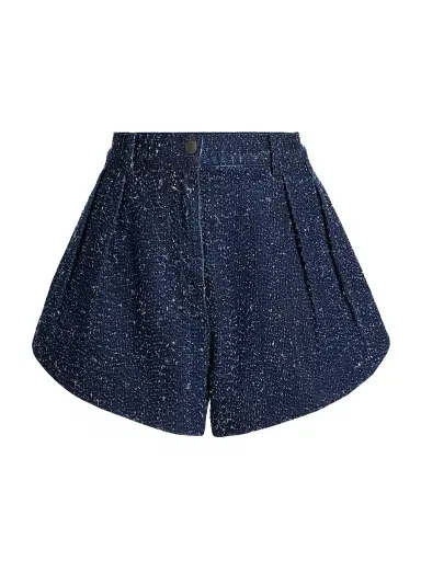 Ronny Kobo Women's Anissa Textured-Denim High-Rise Shorts - Dark Indigo - Size Large | Thumbnail 1