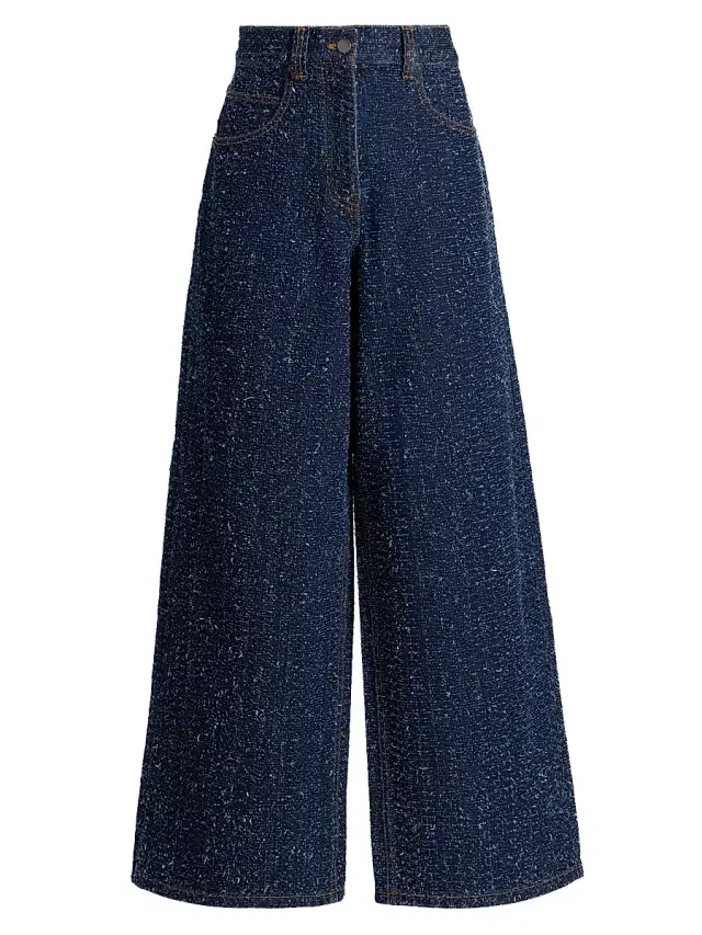 Ronny Kobo Women's Solene Denim High-Rise Wide-Leg Jeans - Dark Indigo