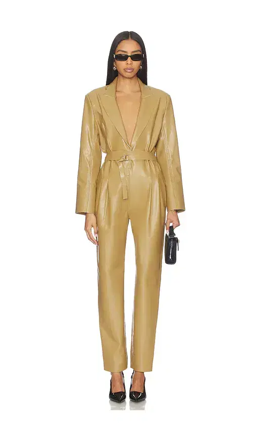Norma Kamali Easy Fit Single Breasted Tapered Leg Jumpsuit