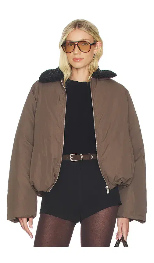 WeWoreWhat Faux Fur Collar Balloon Jacket