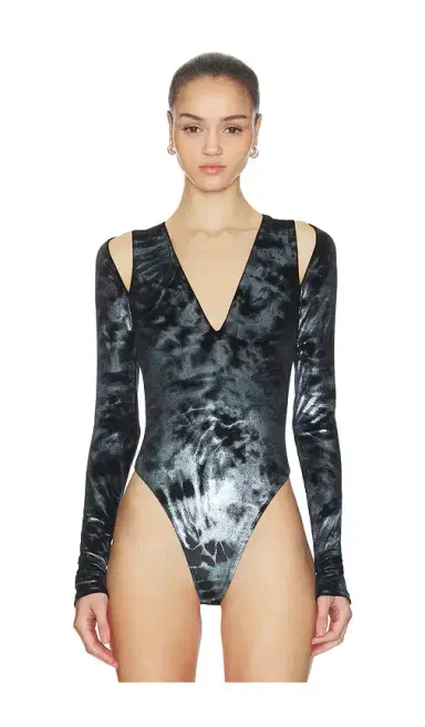 Lapointe Velour V Neck Bodysuit | Thumbnail 2