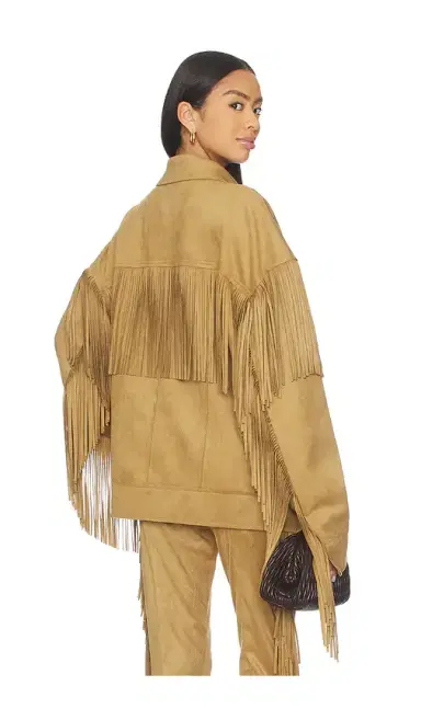 Norma Kamali Fringe Oversized Jean Jacket | Thumbnail 1 Norma Kamali Fringe Oversized Jean Jacket | Thumbnail 1