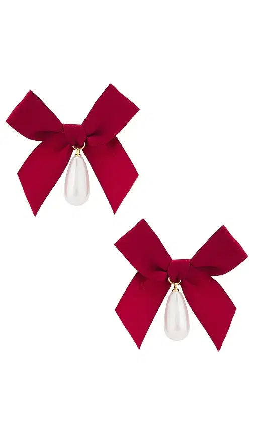 petit moments Bow Drop Pearl Earrings