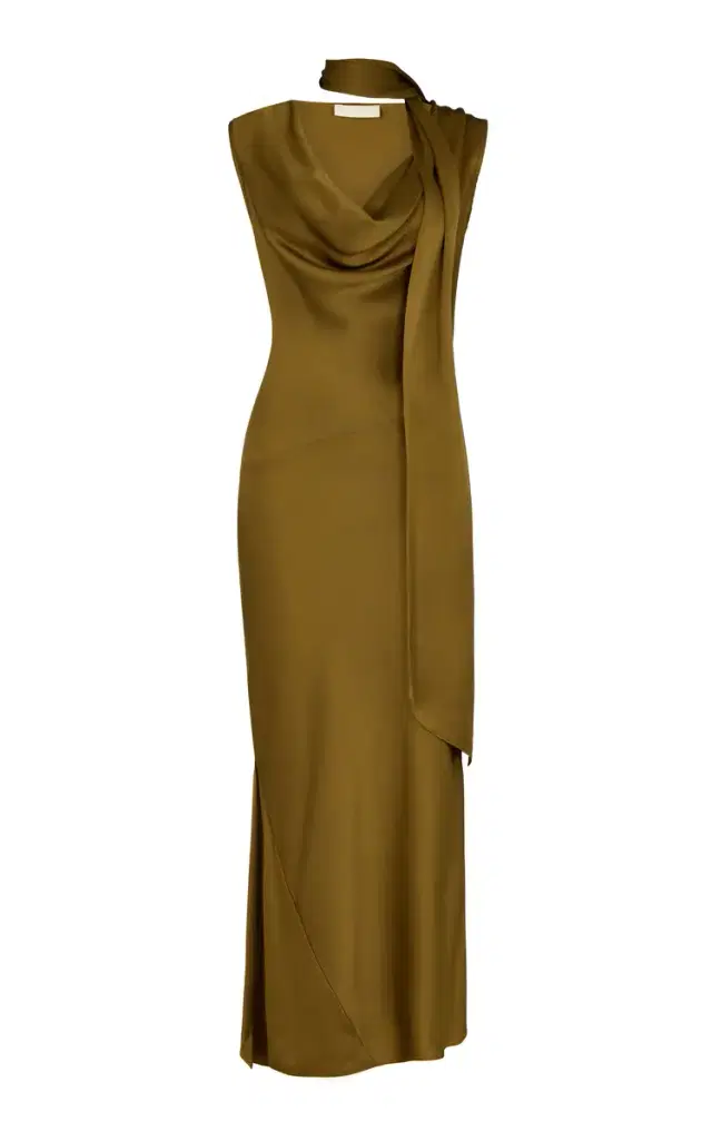 Thebe Draped Satin Midi Dress