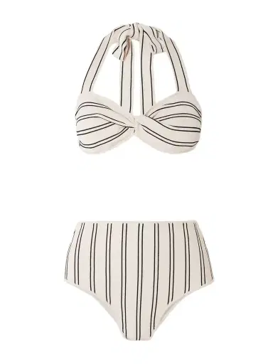 Zimmermann Daylight Twist-front Striped Ribbed Stretch-modal Bikini | Thumbnail 1 Zimmermann Daylight Twist-front Striped Ribbed Stretch-modal Bikini | Thumbnail 1