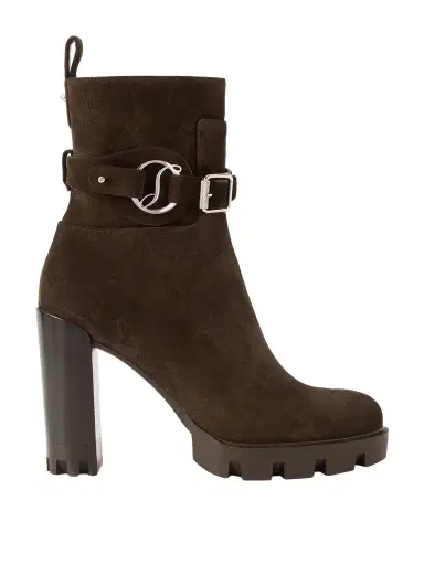 Christian Louboutin Dianouchette 100 Buckled Suede Ankle Boots | Thumbnail 1 Christian Louboutin Dianouchette 100 Buckled Suede Ankle Boots | Thumbnail 1