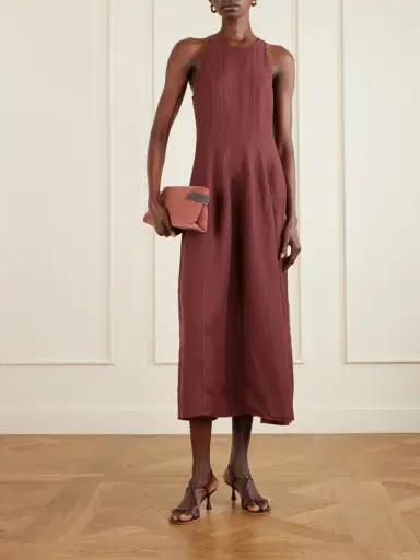 Brunello Cucinelli Essence Bead-embellished Leather-trimmed Suede Clutch | Thumbnail 3