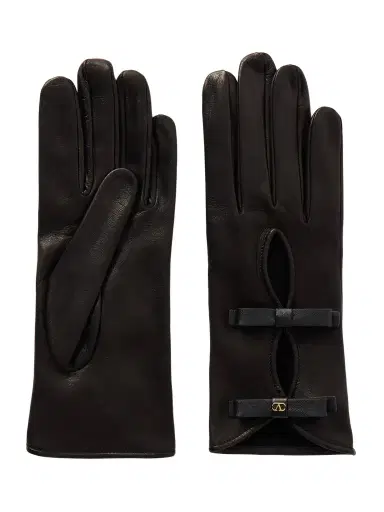 Valentino Garavani Vlogo Bow-embellished Leather Gloves | Thumbnail 1