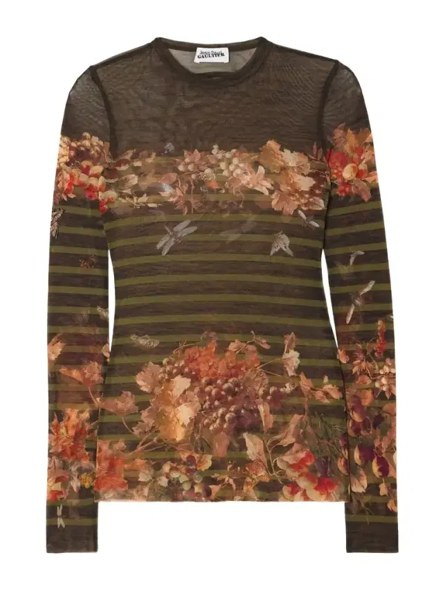 Marinière Grape Printed Mesh Top