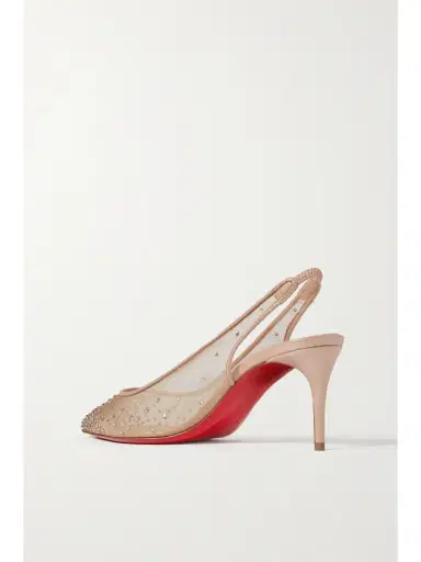 Christian Louboutin Follies Strass 70 Crystal-embellished Mesh And Glittered Suede Slingback Pumps | Thumbnail 3 Christian Louboutin Follies Strass 70 Crystal-embellished Mesh And Glittered Suede Slingback Pumps | Thumbnail 3