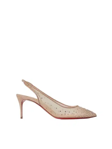 Christian Louboutin Follies Strass 70 Crystal-embellished Mesh And Glittered Suede Slingback Pumps | Thumbnail 1 Christian Louboutin Follies Strass 70 Crystal-embellished Mesh And Glittered Suede Slingback Pumps | Thumbnail 1
