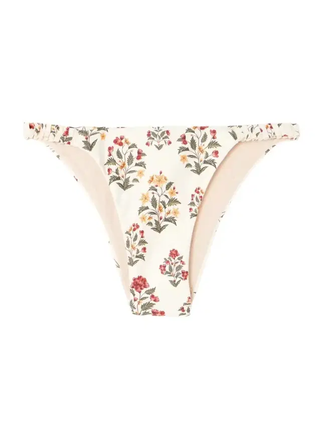 Vera Andes Ruffled Floral-print Stretch Recycled Bikini Briefs
