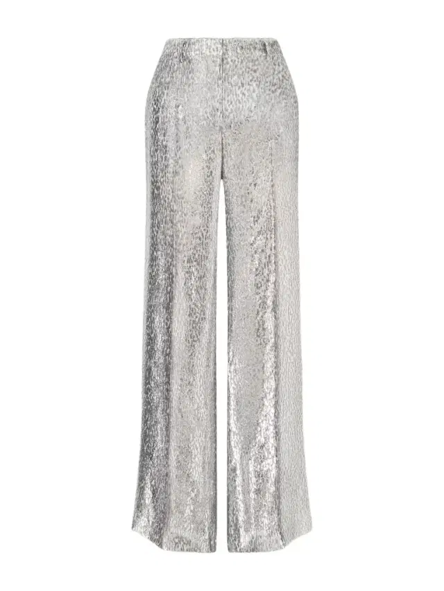 Metallic Fil-coupé Crepe Straight-leg Pants