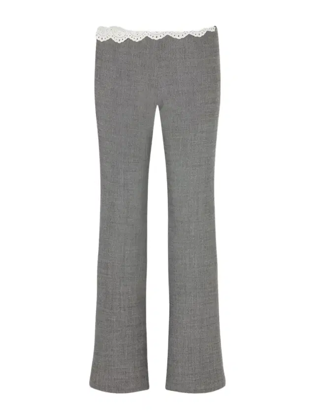 Broderie Anglaise-trimmed Herringbone Stretch-wool Flared Pants