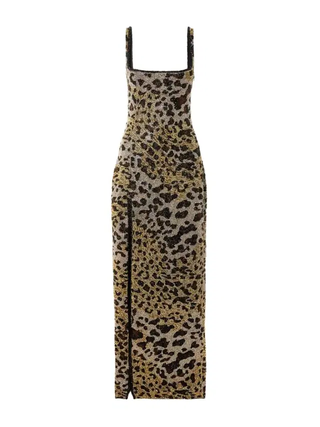 Clio Peppiatt Eartha Embellished Leopard-print Stretch-mesh Gown