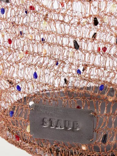 Staud Jewel Leather-trimmed Embellished Crocheted Bucket Bag | Thumbnail 4