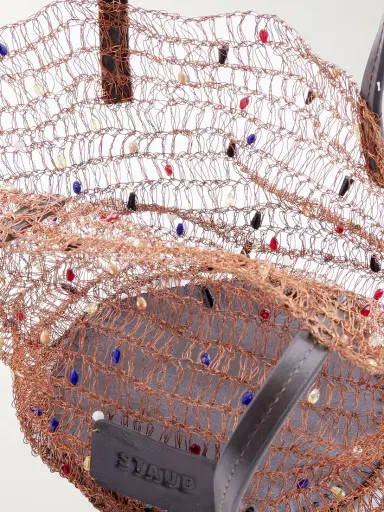 Staud Jewel Leather-trimmed Embellished Crocheted Bucket Bag | Thumbnail 5