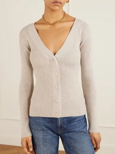 Max Mara Gioiosa Ribbed Wool-blend Cardigan | Thumbnail 3 Max Mara Gioiosa Ribbed Wool-blend Cardigan | Thumbnail 3