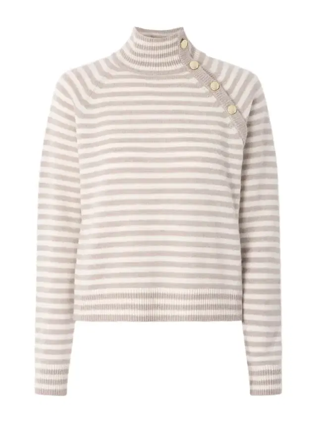 Striped Cashmere Turtleneck Sweater