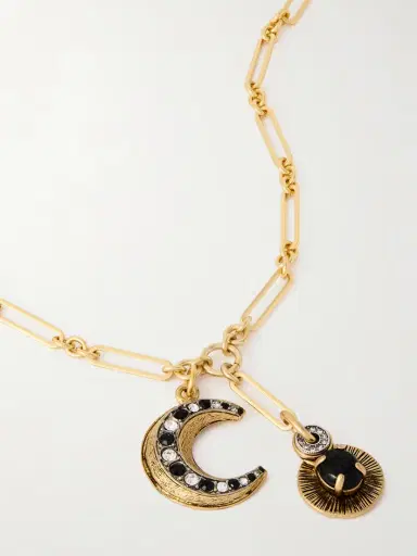 MAISON MAYLE Soli Luna Gold-plated, Crystal And Obsidian Necklace | Thumbnail 4 MAISON MAYLE Soli Luna Gold-plated, Crystal And Obsidian Necklace | Thumbnail 4