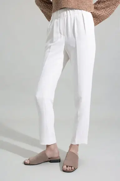 Brunello Cucinelli Crop Pull On Pant - Pure White | Thumbnail 3