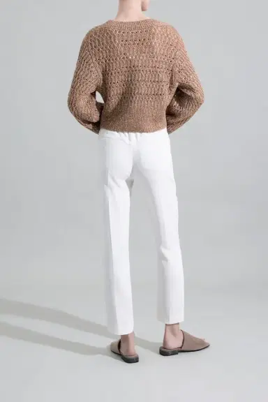 Brunello Cucinelli Crop Pull On Pant - Pure White | Thumbnail 4