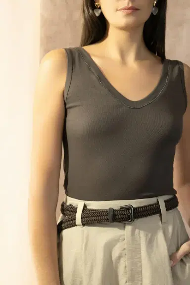 Brunello Cucinelli Monili Trim Tank - Dark Brown | Thumbnail 2
