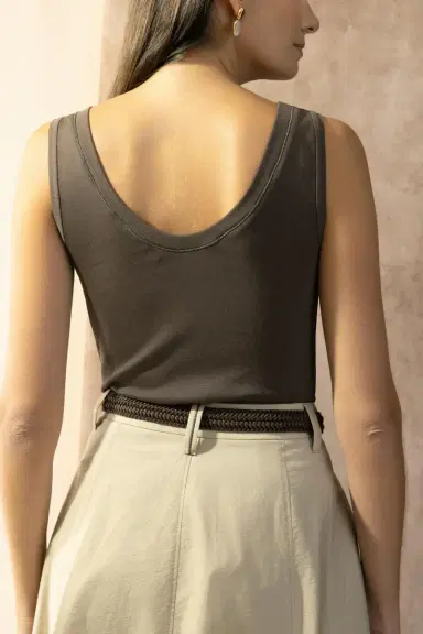 Brunello Cucinelli Monili Trim Tank - Dark Brown | Thumbnail 4