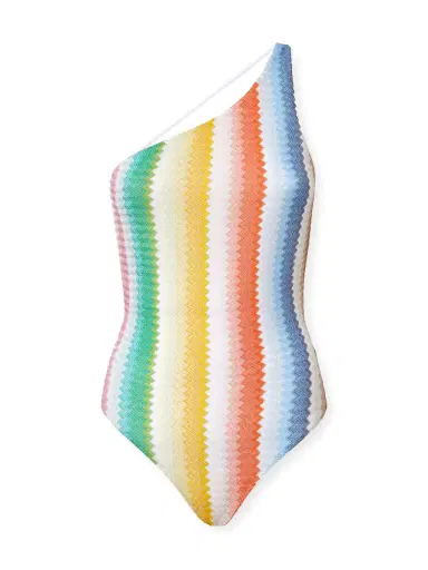 Missoni Striped One-Shoulder Swimsuit | Thumbnail 1