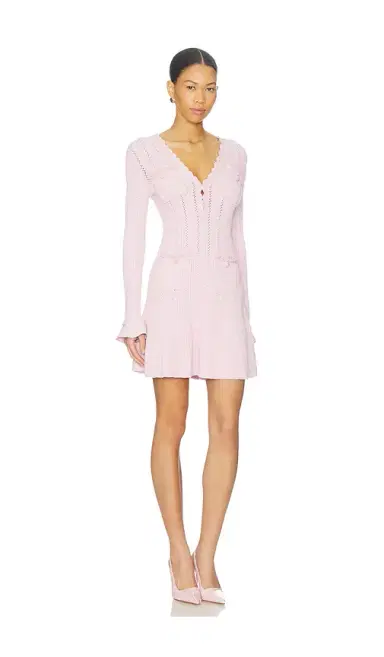 Self-Portrait Pearl Trim Knit Mini Dress | Thumbnail 2